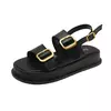 Sandálias de plataforma fivela para mulheres, sapatos Slingback, fundo grosso, plano feminino, uma fivela