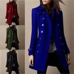 Imagem do Casaco de lã solto de manga comprida feminino, jaqueta gola virada para baixo, streetwear preto, moda outono e inverno