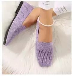 Cor sólida dedo do pé quadrado malha mocassins rasos mulheres apartamentos sapatos de fundo macio malha ballet apartamentos sapatos casuais deslizamento em sapatos de barco - Wolf Magazine