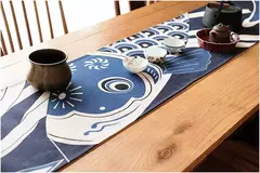 Simples chinês Lotus Table Runner, japonês Wave Table Flag, Koi Fish Toalha de Mesa, Acessórios para Cerimônia do Chá, Estilo Nacional na internet