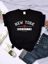 New York Brooklyn City Vibes Carta T-Shirt Mulheres Verão Casual Colheita Top Street Cool Tee Shirt Moda O-Neck Sport T Shirts