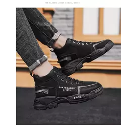 Bota de pelúcia masculina, com renda, antiderrapante, tornozelo, casual, ao ar livre, tênis masculinos, quente, inverno, moda, novo - comprar online