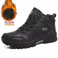 Imagem do Botas de neve de couro impermeáveis masculinas, super quentes, ao ar livre, caminhadas, trabalho, sapatos de viagem, inverno, tamanho 39-47