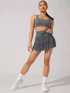 Minissaia plissada de malha de cintura alta feminina, calção de rua feminino, monocromático, casual, curta, moda verão, Y2K, 2022 - loja online