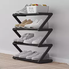 Rack de armazenamento de sapatos simples de 4 camadas, economiza espaço, resistente, organizador de sapatos para quarto, piso, rack de armazenamento, organizador - comprar online