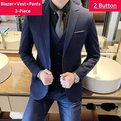 Imagem do Terno de escritório formal masculino, terno fino casual masculino, vestido de noiva, moda boutique, monocromático, colete noivo, noivo