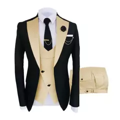 Ternos masculinos 3 peças sob medida melhor homem noivo casamento smoking fino ajuste jacquard duas cores blazer jaqueta colete calças smoking roupas na internet