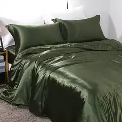 Luxo Satin Bedding Set Capa de edredão com fronha Estilo Europeu King Queen Size Confortável Bed Set Covers Folha de linho