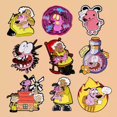 Covarde herói cães esmalte pinos anime figuras emblemas broche de lapela de metal para mochilas broches moda jóias acessórios presentes