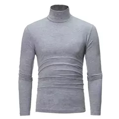 Gola alta masculina malha suéteres de algodão, pulôveres finos, roupas de escritório, tops masculinos, monocromáticos, vinho tinto na internet