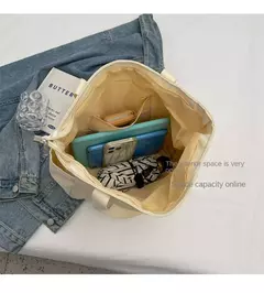 Bolsa de ombro monocromática para mulheres, sacolas grandes, bolsos múltiplos, bolsa de trabalho, bege e preta - comprar online