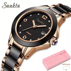 LIGE-Relógio de Quartzo Impermeável de Cerâmica Feminina, Luxo, Marca, Moda, Senhoras Relógios, Pulseira, Data, Relógio, Novo - comprar online