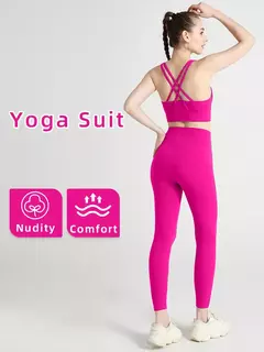 Imagem do Roupa de ioga feminina de 2 peças, conjunto de treino rápido, roupa de fitness respirável, sutiã e leggings esportivos, roupas fitness, novo, 2024