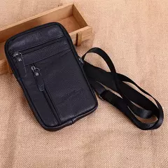 Bolsa de cintura de couro masculina, cinto para celular para pequenas empresas, esporte ao ar livre, um ombro, andar, vestindo - loja online