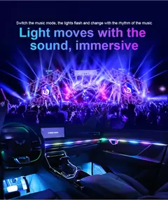 18 em 1 64 cores rgb sinfonia carro luz ambiente interior guia acrílico led luz de tira decoração atmosfera lâmpada por controle app