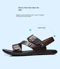 Moda Confortável Sandálias Masculinas Cor Sólida Open Toe Mens Sandálias De Couro 2023 Novos Chinelos De Praia para Calçado De Couro Masculino