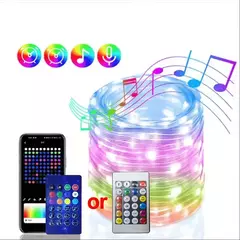 Imagem do Inteligente ic led string luz ws2812 bluetooth luz de fadas endereçável usb 5v 20m 10m 5m dreamcolor sincronização música festa guirlanda decoração