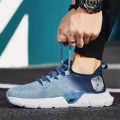 Tênis de corrida leve macio casual masculino, tênis esportivo ao ar livre, antiderrapante para caminhada, resistente ao desgaste, tênis de corrida na internet