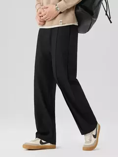 Calça casual plissada masculina, calça de terno plissada, cintura em faixas, estiramento, perna larga plissada, calça reta solta, nova, outono, 2023 - loja online