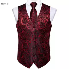 Imagem do Festa de casamento ouro colete paisley floral jacquard colete masculino 4 pçs colete gravata lenço anel hanky abotoaduras conjunto dibangu