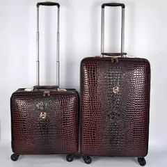 Crocodilo Padrão Couro Rolando Bagagem, Embarque Trolley Mala, Bagagem de Viagem Real para Homens e Mulheres, 16 20 24 Polegada - comprar online