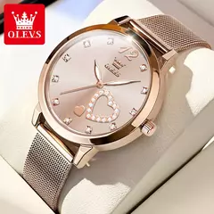 Imagem do OLEVS-Relógio de pulso quartzo japonês feminino, relógios impermeáveis, pulseira de aço inoxidável, vestido fashion, luminoso Diamond face, relógio feminino