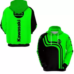 Hoodie Kawasaki Moto GP para homens e mulheres, pulôver esportivo infantil, lazer de rua, impressão 3D, primavera e outono - loja online