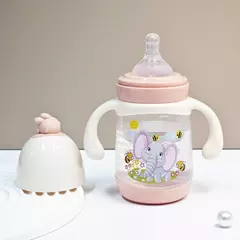 Imagem do Garrafa de desenho animado para alimentação de bebês recém-nascidos, sem BPA, à prova de queda e vazamento, 240ml