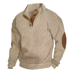 Pulôver de manga comprida Jacquard masculino, moletom macio casual, blusa com gola O, roupa para primavera e outono, moda na internet