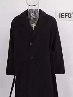 IEFB-Sobretudo de lã de peito único masculino, casaco casual solto, manga longa, tendência coreana, moda outono, inverno, novo, 9D1655 - Wolf Magazine