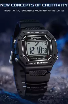 SANDA-Militar Masculino Resistente à Água Relógios Esportivos, Big Dial LED Digital Relógios de Pulso, cronômetros para Masculino, Exército, Moda, 2156