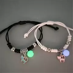 2pc moda contas luminosas estrela casal pulseira para mulheres homens charme gato flor coração lua amor combinando amigo pulseira jóias na internet