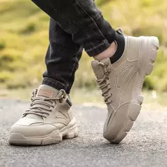 Sapatos de segurança de trabalho botas de segurança masculinas anti-esmagamento sapatos de trabalho com biqueira de aço botas de trabalho anti-facada tênis de segurança masculino