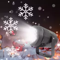 Imagem do Projetor de floco de neve de natal led luzes de fadas para o quarto rotativa dinâmica lâmpada de projeção de neve branca ornamentos de ano novo interior