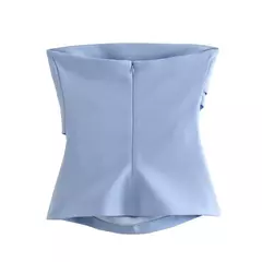 TRAF-Blusa sem mangas sem alças para mulheres, tops femininos, zíper traseiro, roupas de rua, tanque chique, moda verão, nova na internet