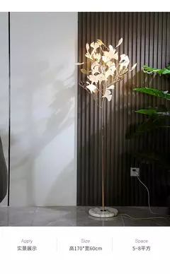 Ginkgo Leaf Lâmpada de assoalho decorativa para sala de estar, lâmpada vertical nórdica, lâmpada de cabeceira simples, personalidade criativa, moderna na internet