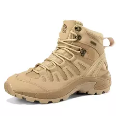Botas de couro antiderrapante ao ar livre para homens, botas de deserto respiráveis, botas confortáveis, sapatos de trabalho, inverno na internet