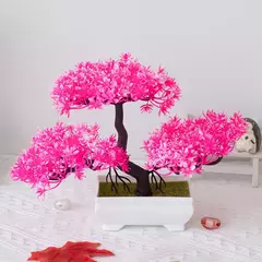 Árvore plástica artificial do bonsai para a decoração home, plantas envasadas, potenciômetro pequeno da simulação, arranjo da flor, ornamentos do jardim - Wolf Magazine