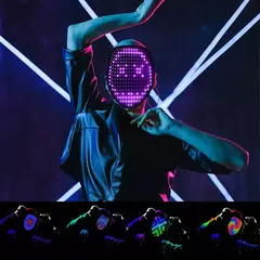 Máscara Luminosa LED com RGB Full Color, Face Changing, Brilhando, Halloween, Natal, Carnaval, Traje, DJ, Light Up, Party Cosplay - Wolf Magazine