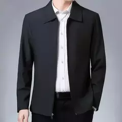 Jaquetas monocromáticas à prova de vento para homens de meia idade, casaco com zíper com gola lapela, jaquetas casuais masculinas, 5 tamanhos, inverno - Wolf Magazine