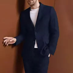 Fato elegante de casamento completo masculino, conjunto de roupa de linho masculino, trajes masculinos, formal e clássico, 2 peças - Wolf Magazine