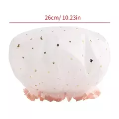 Double-Layer Shower Cap para senhoras, PVC, impermeável, à prova de óleo, banheiro, cozinha, agregado familiar, banhando-se - loja online
