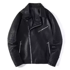 Jaqueta de couro PU para homens, casaco com zíper oblíquo, streetwear para outono e inverno, tamanho asiático M-XXXL, 14