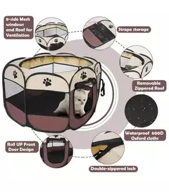 Imagem do Tenda portátil para animais de estimação, canil octogonal, gaiola para gatos, gaiola para cães pequenos, quatro estações, sala de entrega universal para gatos