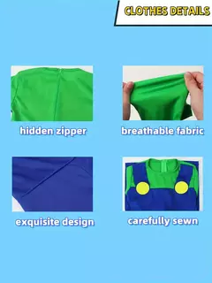 Jogo encanador bros cosplay trajes engraçados halloween carnaval roupas para homens mulheres fantasia macacão com chapéu luvas de bigode - comprar online