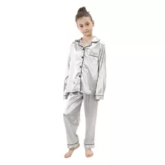 Imagem do Conjunto de pijamas de cetim de seda infantil pijamas de bebê pijamas pijamas cor sólida, terno infantil, meninos, meninas, outono