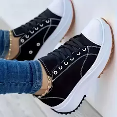 Sapatilhas casuais com renda para mulheres, calçados esportivos de plataforma, tênis feminino plus size, nova moda, verão, 2024 - comprar online