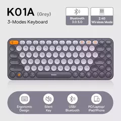 Baseus-Teclado Ergonômico Sem Fio, 2.4G, Bluetooth 5.0, Keycap Numérico para iPad, MacBook, Tablet, Laptop, PC, Office Game - comprar online