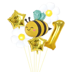6 pçs abelha margarida dourada 32 polegada número balões de folha de alumínio conjunto margarida flor balão para tema abelha aniversário chá de bebê suprimentos - loja online