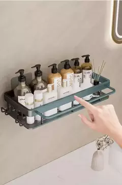 Wall Mounted 2-Tier prateleira flutuante para banheiro, sem broca, Shampoo Holder, prateleiras para cozinha, Hardwares Organizer na internet